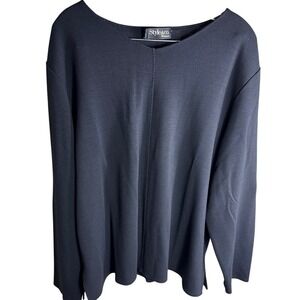 Style&co Woman Black Viscose Wool‎ Blend V-Neck Long Sleeve Top Size 2X 78121